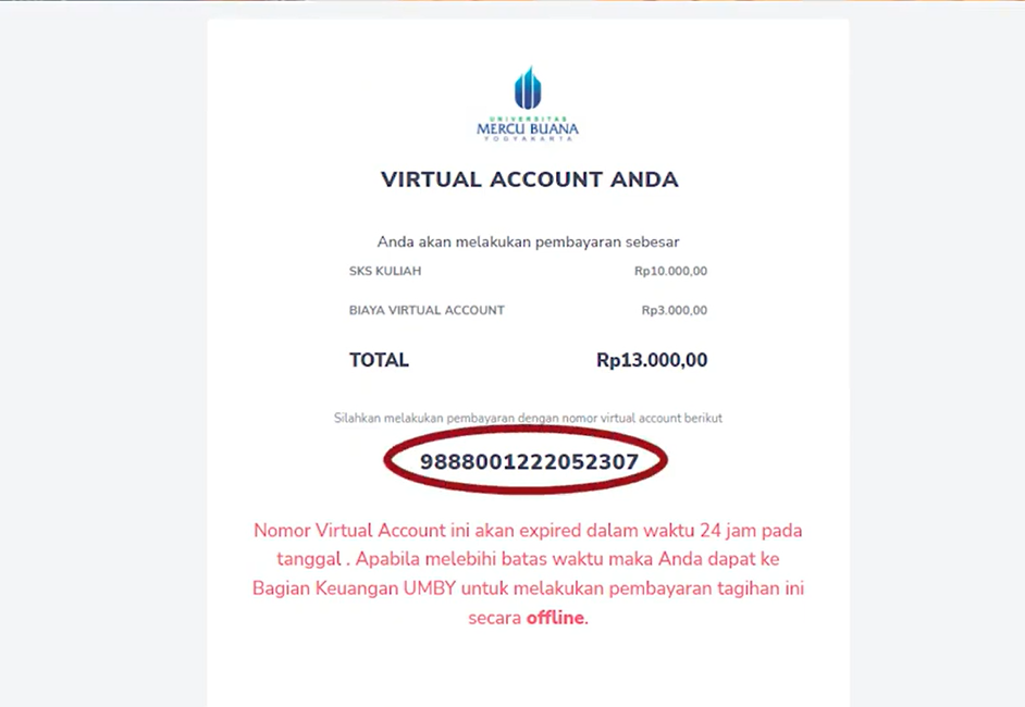 Cara Pembayaran SPP UMBY dan Keuangan lewat Virtual Account BNI