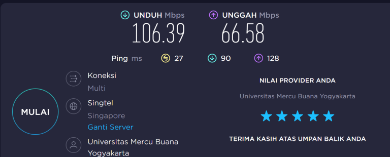 Nyoba Speedtest di Kampus UMBY