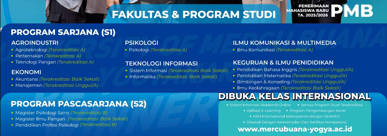 Nama Prodi S1 dan S2 Serta Pilihan Kampus di UMBY