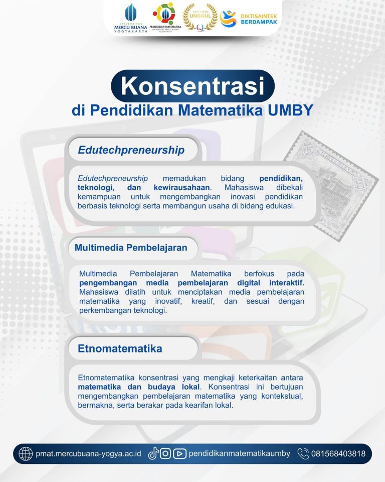 Ada 3 Konsentrasi Keren di Pendidikan Matematika UMBY