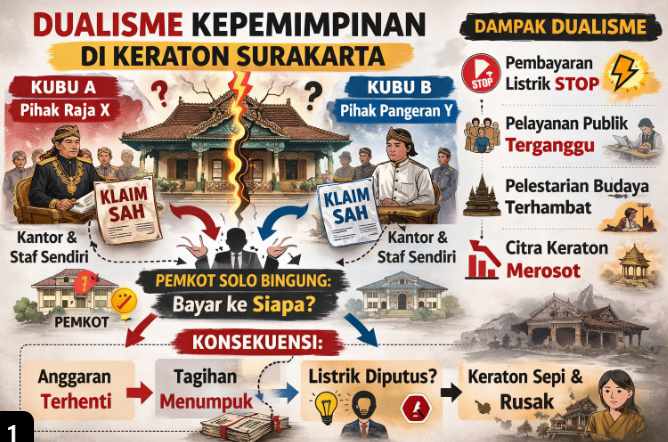 Pemerintah Kota Surakarta menghentikan sementara pembayaran listrik untuk Keraton Surakarta karena masalah anggaran